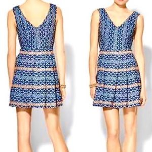 Anthropologie SKIES ARE BLUE Fit n Flare Aztec Print Dress